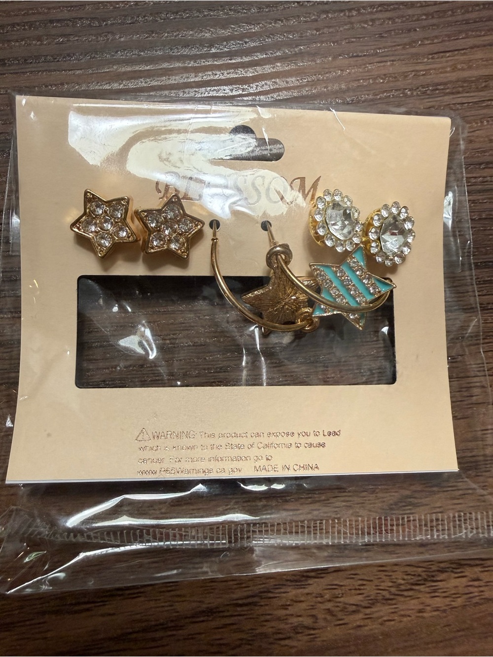 Fashion Gold-Tone 6 pr pierced Earring Sets teddy bears stars studs flowers new